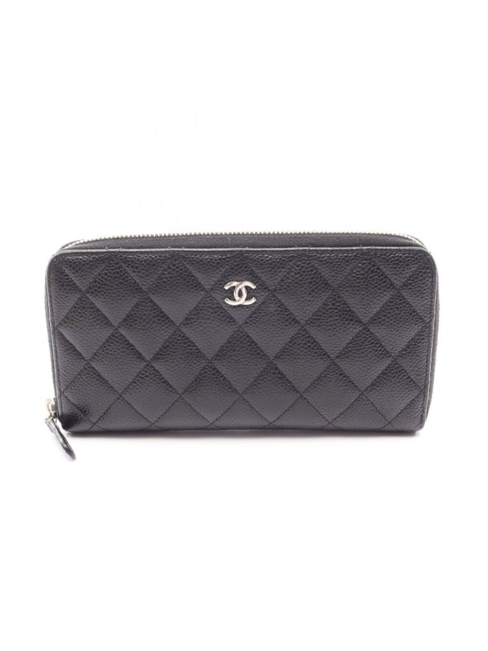 Chanel Round Wallet Quilted Black Caviar Leather